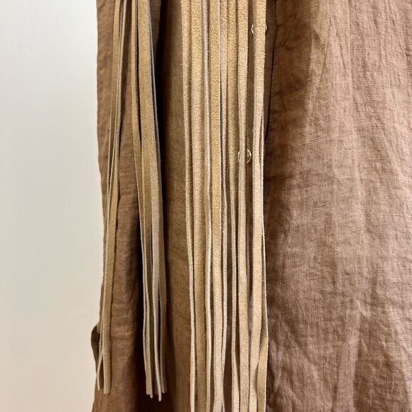 Vintage Anne-X Women’s Small Tan Leather Western Fringe Belt 29” Length BOHO - Picture 2 of 11